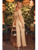 Durchbrochenes Boho-Set, beige Bluse und Hose FG595 – Online-Shop – Boutique